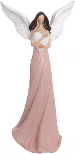 Angelo in ceramica rosa 18 cm