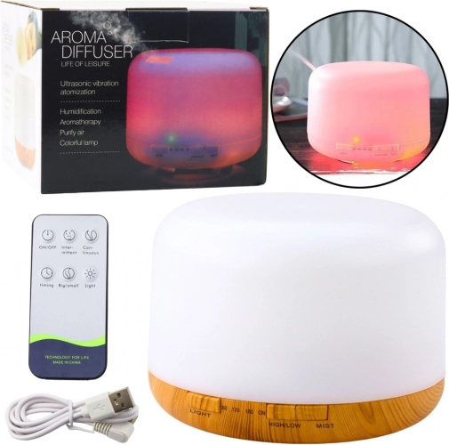 Ultrazvukový aroma difuzér a zvlhčovač vzduchu 300 ml s LED a dálkovým ovládáním