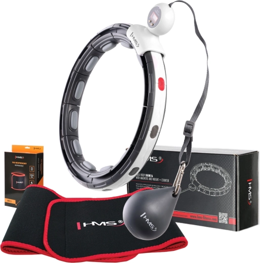 Hula hoop massaggiante HMS con magneti, peso rotante, contatore e cintura dimagrante in neoprene