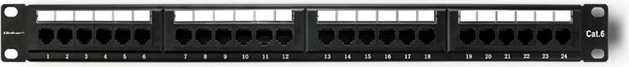 Panneau de brassage 24 ports CAT6 UTP noir pour rack