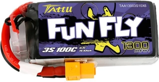 Tattu Fun Fly LiPo Battery 1300 mAh 11.1 V 3S 100C with XT60 Connector