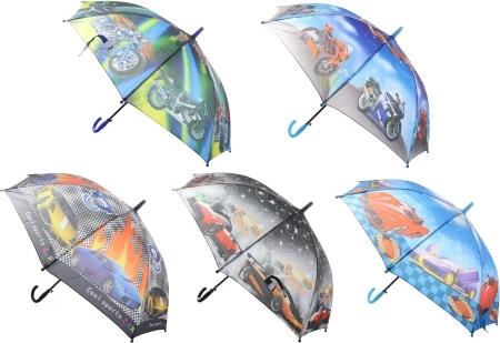 Automatic umbrella with car and motorcycle motif