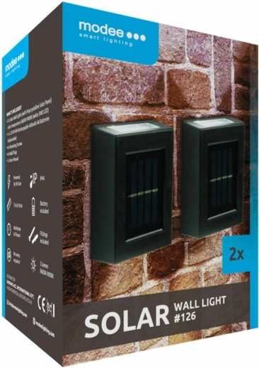Modee Lighting Solar-Wand-LED-Lampe für den Außenbereich, 2 Stk.
