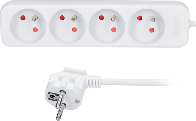 Multipresa Solight con 4 prese, bianca, 1,5 m