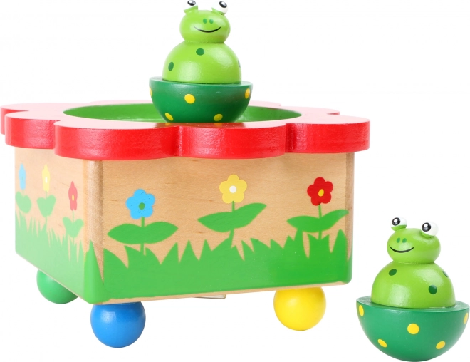 small foot Wooden Music Box Frog