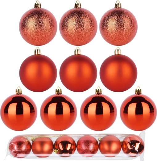 Onbreekbare rode kerstballen 7 cm, set van 6 stuks