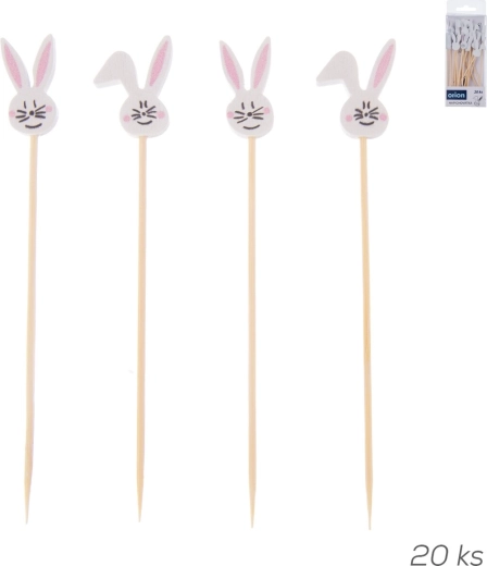 Piques en bambou en forme de lapin – mix, 20 pcs
