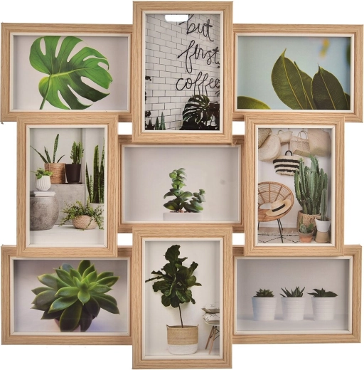 Holz-Collage-Fotorahmen für 9 Fotos 45 × 45 cm braun
