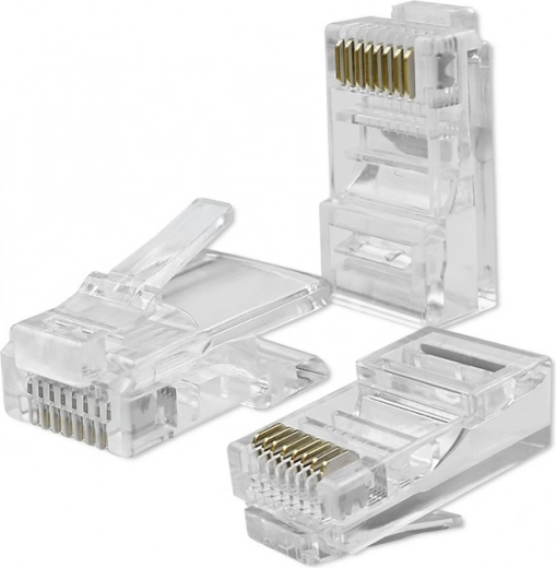 Wtyk RJ45 CAT6 UTP Przelotowy z pozłacanymi kontaktami, 100 szt.
