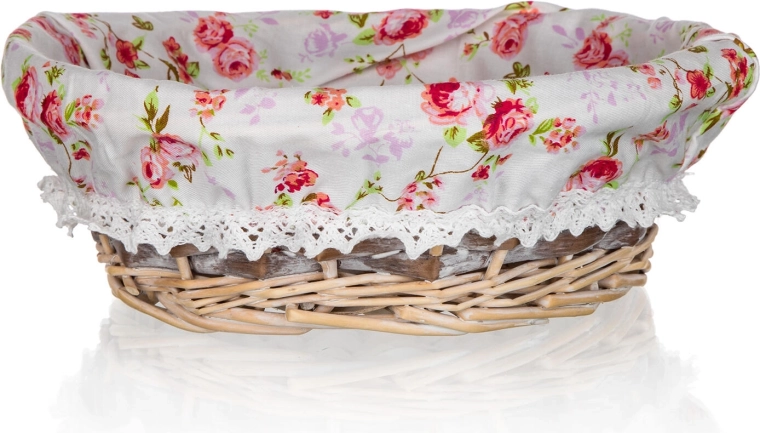 Wicker round basket Roses 25 × 9 cm with cotton liner