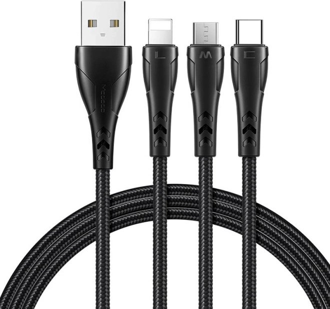 Cavo di ricarica 3in1 USB a USB‑C / Lightning / Micro USB 1,2 m nero Mcdodo