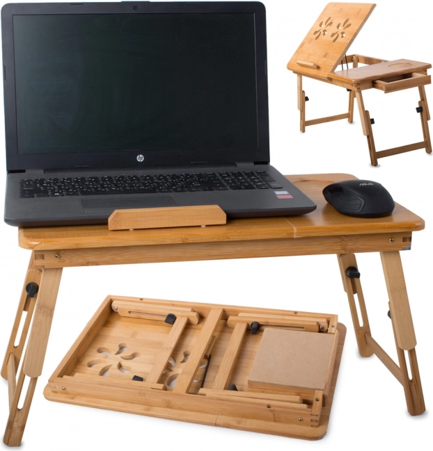 Bambusz ágytálca laptophoz