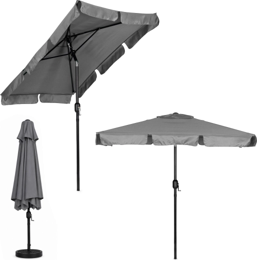 MultiGarden stor haveparasol med håndsving og vippefunktion, grå 200 × 130 cm
