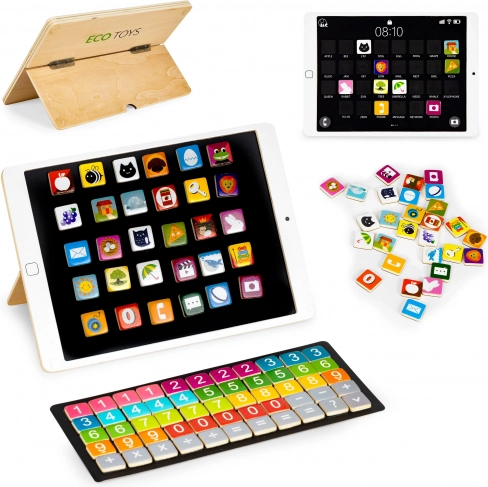Wooden educational tablet with magnetic board ECOTOYS