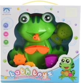 Water frog with suction cups and a fish-shaped watering cup