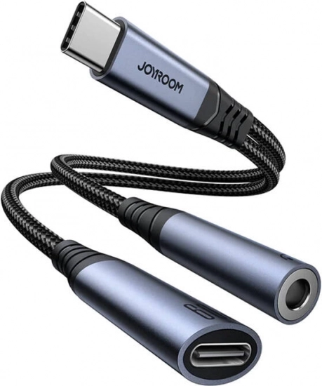 Audio adaptér 2 v 1 Type-C na 3,5 mm a Type-C čierny