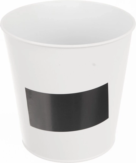 White metal planter with chalk label 15 × 15 × 15 cm