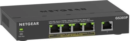 Netgear GS305P switch Gigabit non gestito a 5 porte PoE+ (63 W) per SOHO
