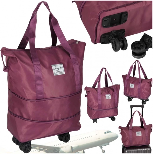 Sammenfoldelig rejsetaske på hjul lilla