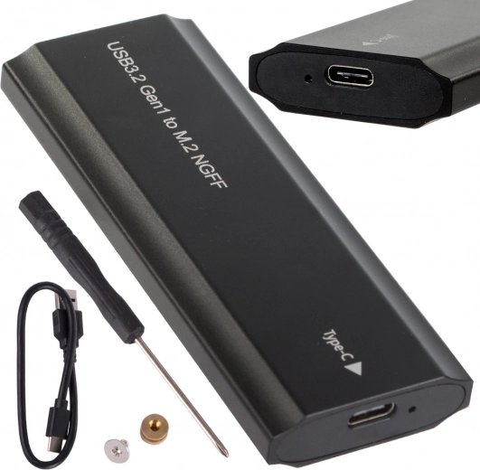 Box in alluminio per SSD M.2 SATA NGFF con USB‑C (USB 3.2 Gen 1), 2230–2280