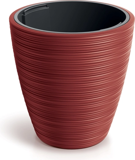 Vaso Vena round con inserto, rosso retrò, 19,8 cm