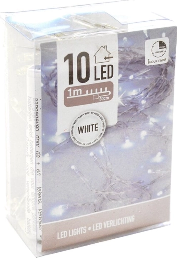 Catena luminosa LED da interno – bianca, 10 LED, 120 cm, con timer