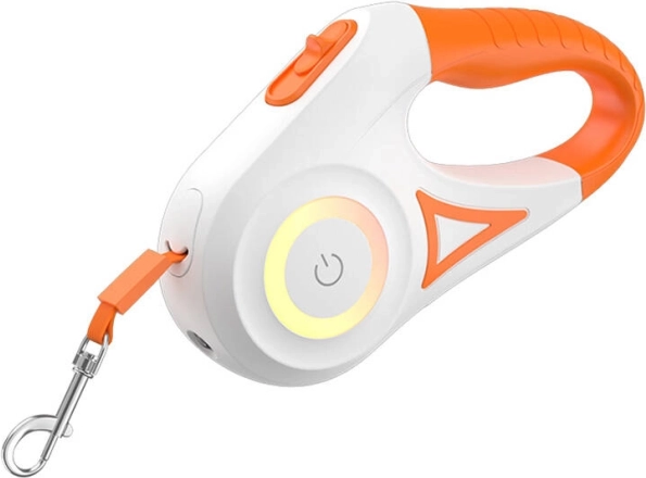 Guinzaglio automatico a LED per cani ROJECO 5 m (arancione e bianco)