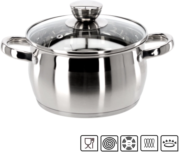 Casserole en acier inoxydable avec couvercle Belly 2 l 18 cm