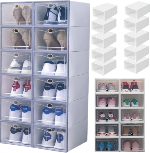 Modular transparent shoe rack with 5 compartments