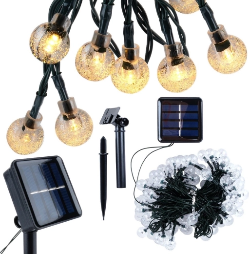 Solárny záhradný svetelný reťaz 10 m, 100 LED, teplá biela