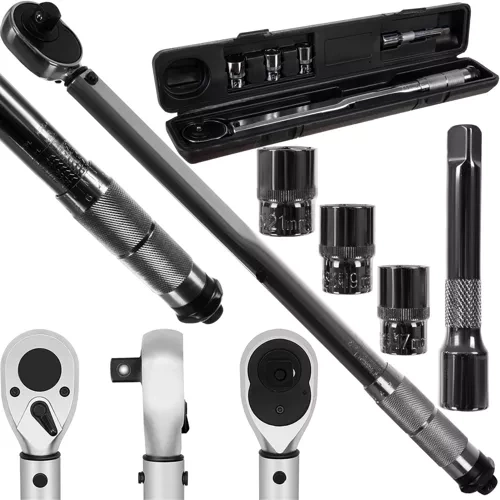1/2" Torque Wrench with Ratchet and 17/19/21 mm Socket Set