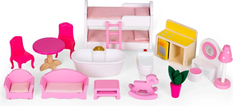 Bohatá sada dřevěného nábytku