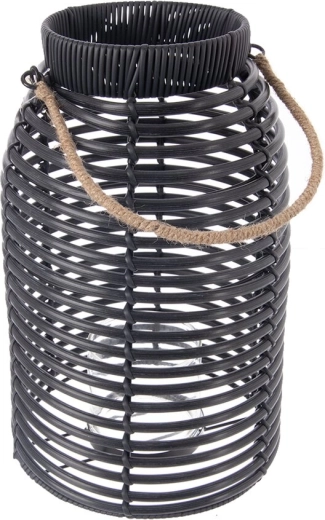 Kandelaar van kunststof en hout in zwarte uitvoering, klein