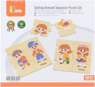 VIGA wooden educational dressing sequence puzzle, 28 pieces