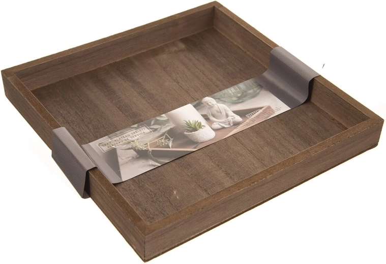Plateau de service en bois 25 × 25 cm marron