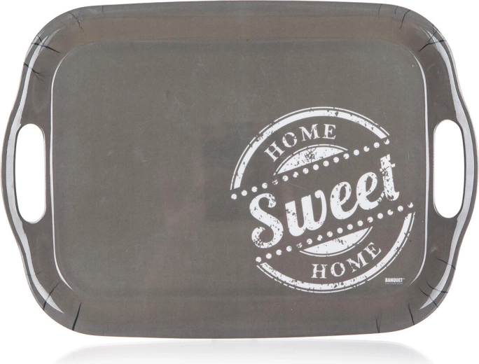 Pladenj Sweet home II iz melamina siv 36 × 25,5 cm