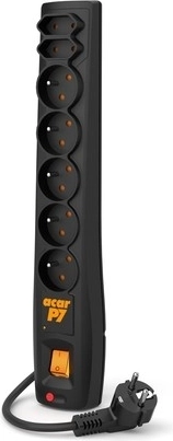 Black extension cord P7 - 7 sockets, 1.5 m
