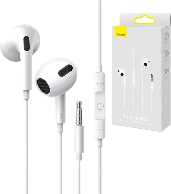 BASEUS Encok H17 wired earphones with microphone (white)