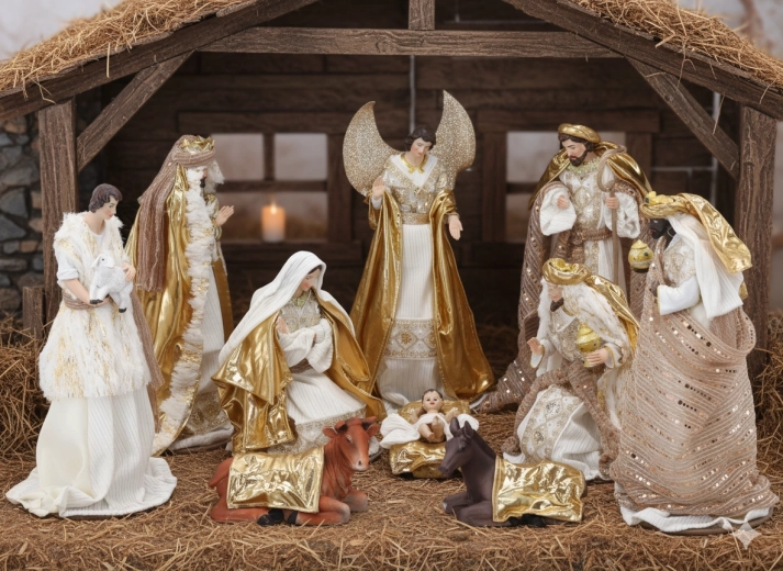 Set di figure del presepe natalizio 10 pz fino a 33 cm