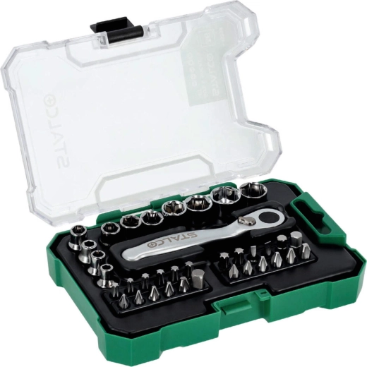 Coffret Stalco de cliquet, embouts et douilles 1/4" (36 pièces)