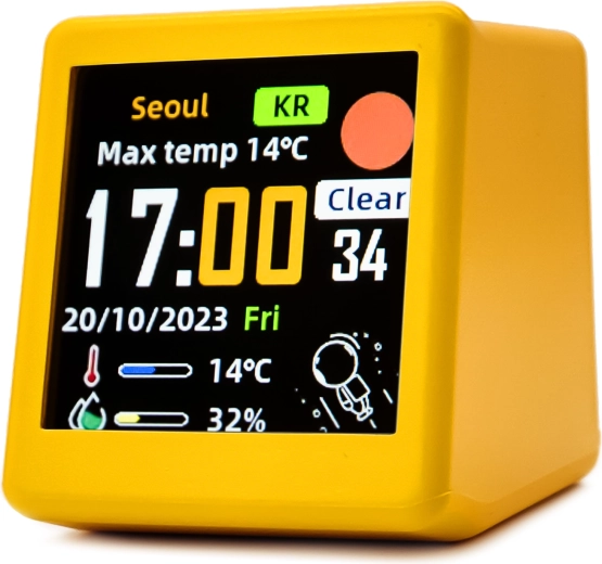 Sveglia LED intelligente con Wi‑Fi e display LCD giallo