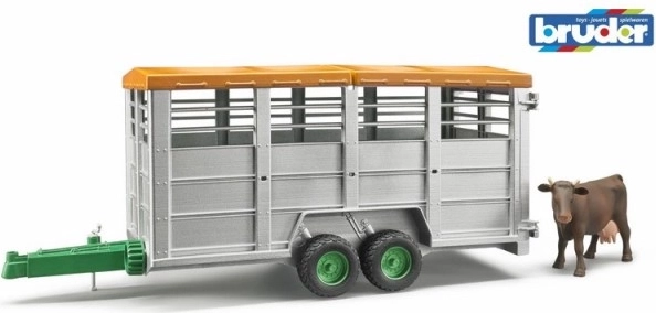 Bruder rimorchio per il trasporto di animali con mucca 1:16
