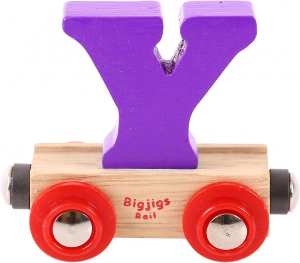 Vagoncino in legno con lettera Y BIGJIGS RAIL