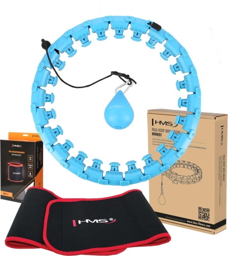 Massage hula hoop set with weight and slimming belt HMS blue