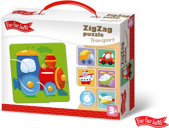 Far Far Land Puzzle ZigZag Motivo trasporto con 6 immagini