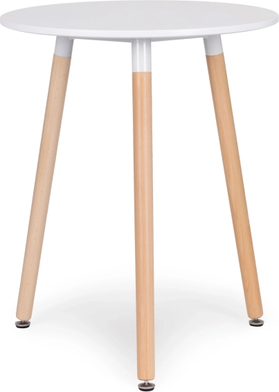 modernhome tavolo rotondo scandinavo 60 cm, piano bianco e gambe in faggio