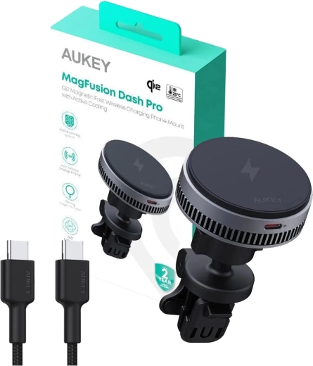Aukey MagFusion Dash Pro Qi2 magnetický držák do auta s aktivním chlazením