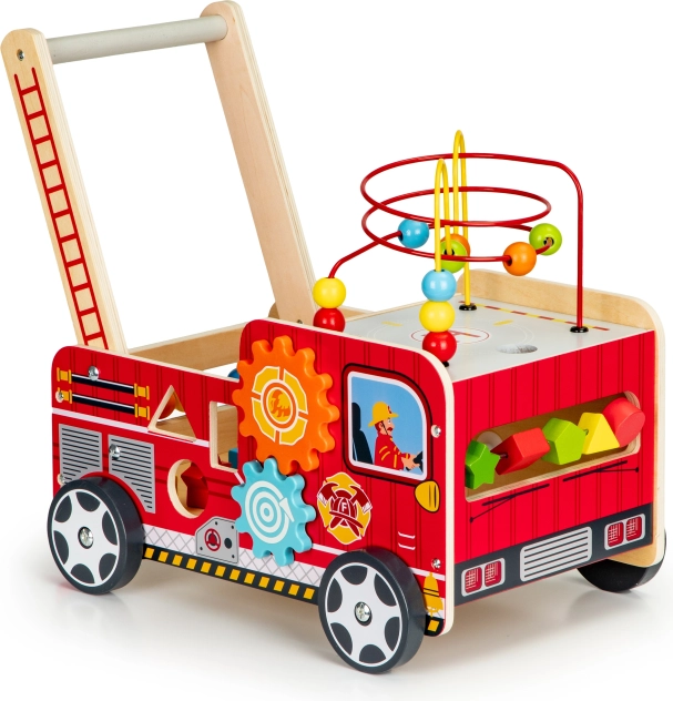 Wooden Educational Walker with Blocks - Fire Truck ECOTOYS