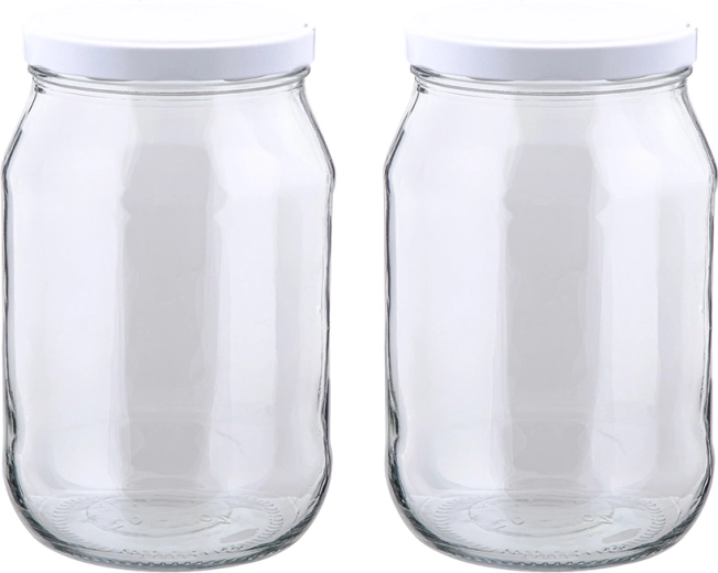Set di 2 barattoli in vetro per conserve 1700 ml con coperchio da 100 mm