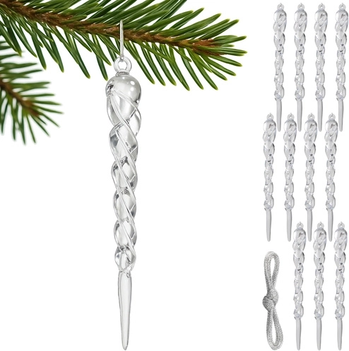 Ruhhy Acrylic Icicles for Christmas Tree, 12 pcs